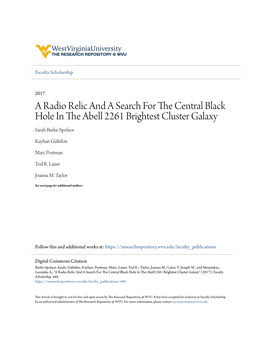 A RADIO RELIC and a SEARCH for the CENTRAL BLACK HOLE in the ABELL 2261 BRIGHTEST CLUSTER GALAXY Sarah Burke-Spolaor1,2,3,4 Kayhan Gultekin¨ 5, Marc Postman6, Tod R