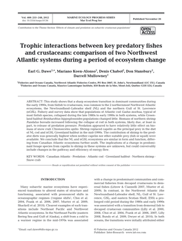 Trophic Interactions Between Key Predatory Fishes and Crustaceans: Comparison of Two Northwest Atlantic Systems During a Period of Ecosystem Change