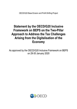 Statement by the OECD/G20 Inclusive Framework on BEPS on the Two-Pillar Approach to Address the Tax Challenges Arising from the Digitalisation of the Economy