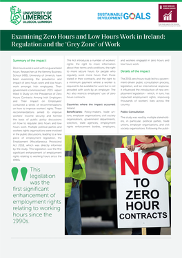 Examining Zero Hours and Low Hours Work in Ireland: Regulation and the ‘Grey Zone’ of Work