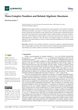 Three-Complex Numbers and Related Algebraic Structures