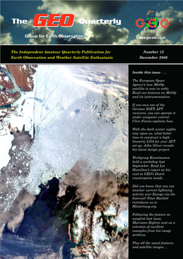 Group for Earth Observation (GEO) for a Declaration Period of One Year I Have No Objection to GEO Holding My Membership Details on Its Computer Database