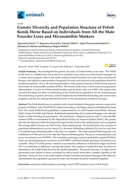 Genetic Diversity and Population Structure of Polish Konik Horse Based on Individuals from All the Male Founder Lines and Microsatellite Markers