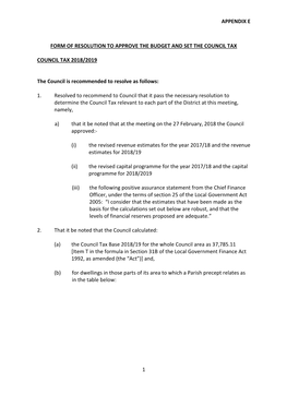Council Tax Resolution Explanatory Notes ______