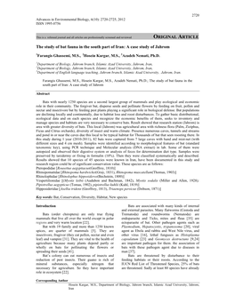 ORIGINAL ARTICLE the Study of Bat Fauna in the South Part of Iran