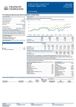 Franklin Japan Fund LU0231791483 31 August 2021