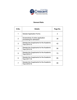 Demand Ratio S.No. Details Page No. 1 Sample Application Forms 2 2