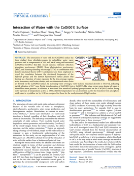 Interaction of Water with the Cao(001) Surface † ‡ † § ‡ † ∥ Yuichi Fujimori, Xunhua Zhao, Xiang Shao, , Sergey V