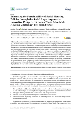 Enhancing the Sustainability of Social Housing Policies Through