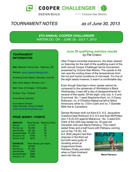 Tournament Notes June 30