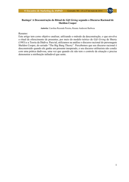1 Bazinga! a Desconstrução Do Ritual De Gift Giving Segundo O Discurso