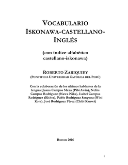 Vocabulario Iskonawa-Castellano- Inglés