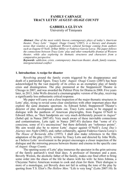 Family Carnage Tracy Letts' August: Osage County