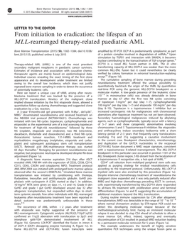 The Lifespan of an MLL-Rearranged Therapy-Related Paediatric AML