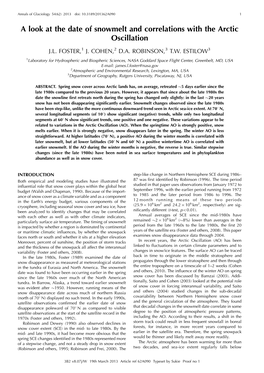 A Look at the Date of Snowmelt and Correlations with the Arctic Oscillation