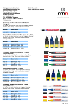 Edding Permanent Markers Chalk Line Reels Bleispitz Permanent Markers