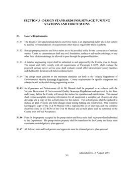 Section 3 - Design Standards for Sewage Pumping Stations and Force Mains