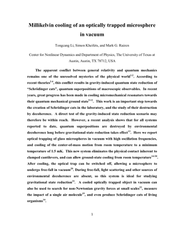 Millikelvin Cooling of an Optically Trapped Microsphere in Vacuum