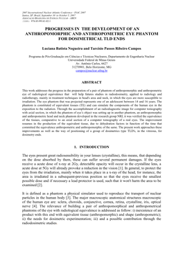 Progresses in the Development of an Anthropomorphic and Anthropometric Eye Phantom for Dosimetrical Tld Ends