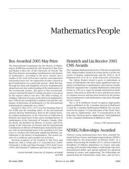 Mathematics People, Volume 52, Number 11