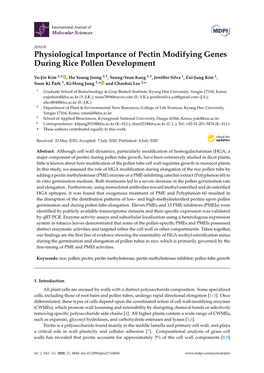 Physiological Importance of Pectin Modifying Genes During Rice Pollen Development