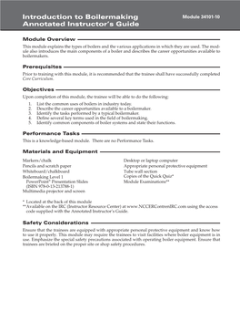 Introduction to Boilermaking Annotated Instructor's Guide