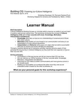 Learner Manual