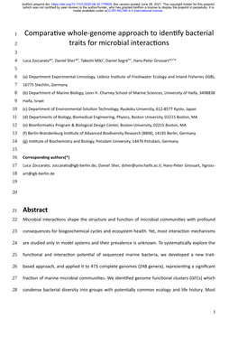 Comparative Whole-Genome Approach to Identify Bacterial Traits