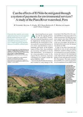 Can the Effects of El Niño Be Mitigated Through a System of Payments for Environmental Services? a Study of the Piura River Watershed, Peru