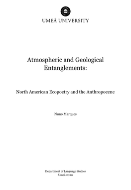 Atmospheric and Geological Entanglements