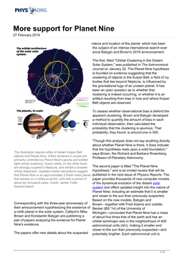 Support for Planet Nine 27 February 2019