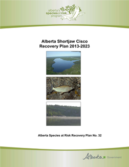 Alberta Shortjaw Cisco Recovery Plan 2013-2023