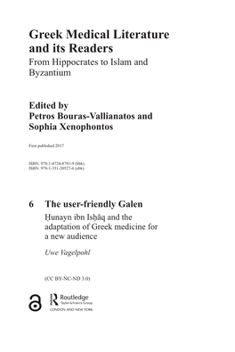 Greek Medical Literature and Its Readers from Hippocrates to Islam and Byzantium