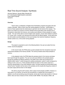 Real Time Sound Analysis / Synthesis