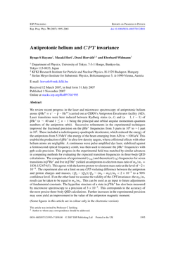 Antiprotonic Helium and CPT Invariance