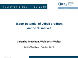 Export Potential of Uzbek Products on the EU Market