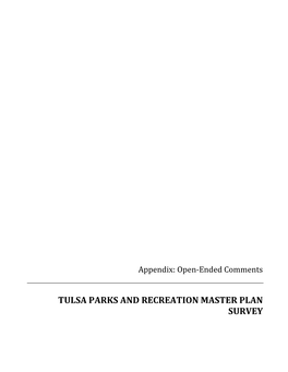 Tulsa Parks and Recreation Master Plan Survey