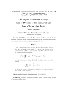 Sum of Divisors of the Primorial and Sum of Squarefree Parts