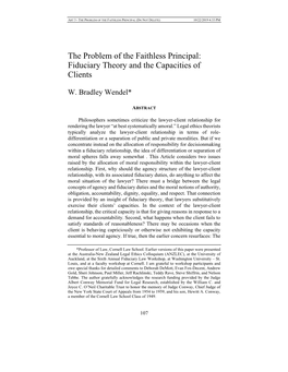 The Problem of the Faithless Principal: Fiduciary Theory and the Capacities of Clients