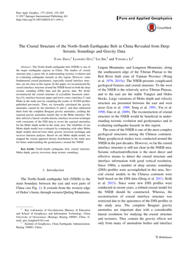 The Crustal Structure of the North–South Earthquake Belt in China Revealed from Deep Seismic Soundings and Gravity Data