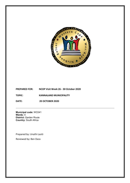 Kannaland Municipality Date