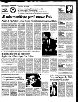 «Il Mio Manifesto Per Il Nuovo Psi» Delle Bustarelle, Della Corruzione»