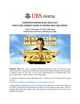 Sebastian Maniscalco Sells out First-Ever Comedy Show at Brand New Ubs Arena