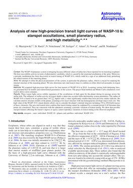 Analysis of New High-Precision Transit Light Curves of WASP-10 B: Starspot Occultations, Small Planetary Radius, and High Metallicity�,