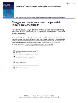 Changes in Extreme Events and the Potential Impacts on Human Health
