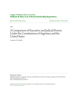 A Comparison of Executive and Judicial Powers Under the Constitutions of Argentina and the United States Alexander W