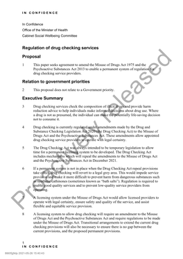 Regulation of Drug Checking Services