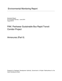 Peshawar Sustainable Bus Rapid Transit Corridor Project Annexures