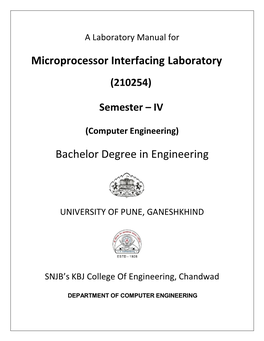 Microprocessor Interfacing Laboratory Bachelor Degree in Engineering