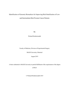 Identification of Genomic Biomarkers for Improving Risk Stratification of Low